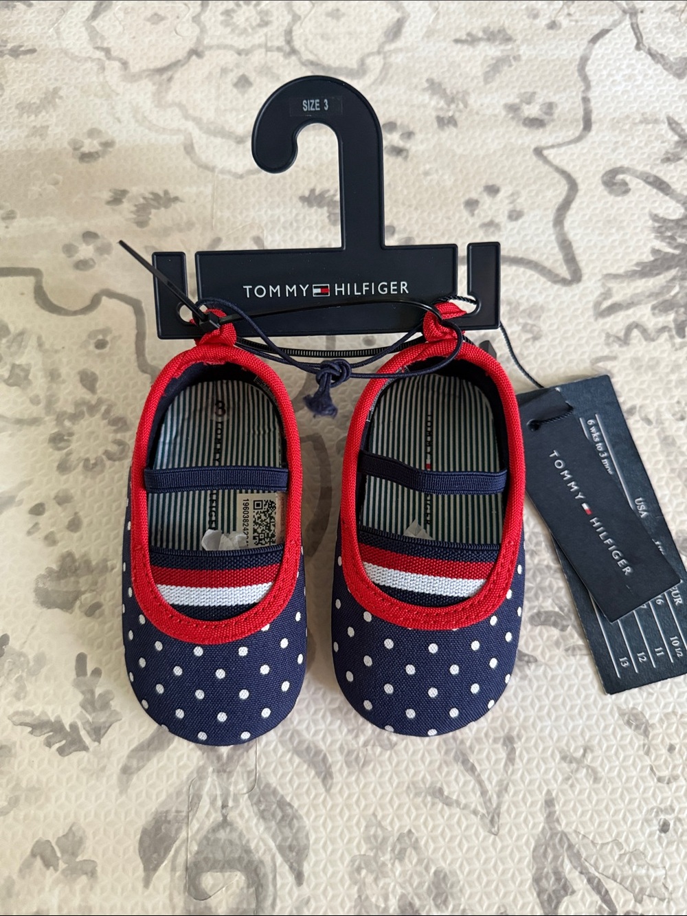 Tommy Hilfiger Navy Polka Dot Baby Mary Jane Shoes, Red, White and Blue